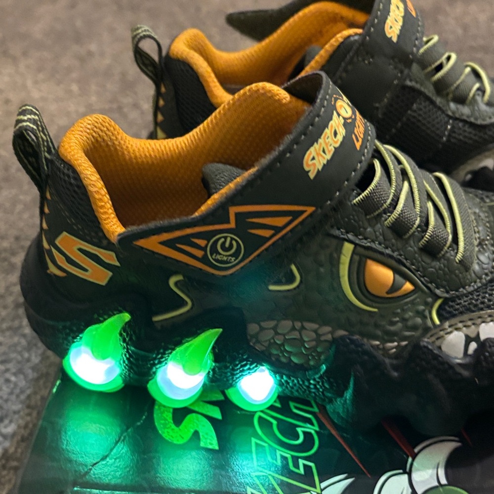 Skechers Kids Black and Green Monster-Style Sneakers